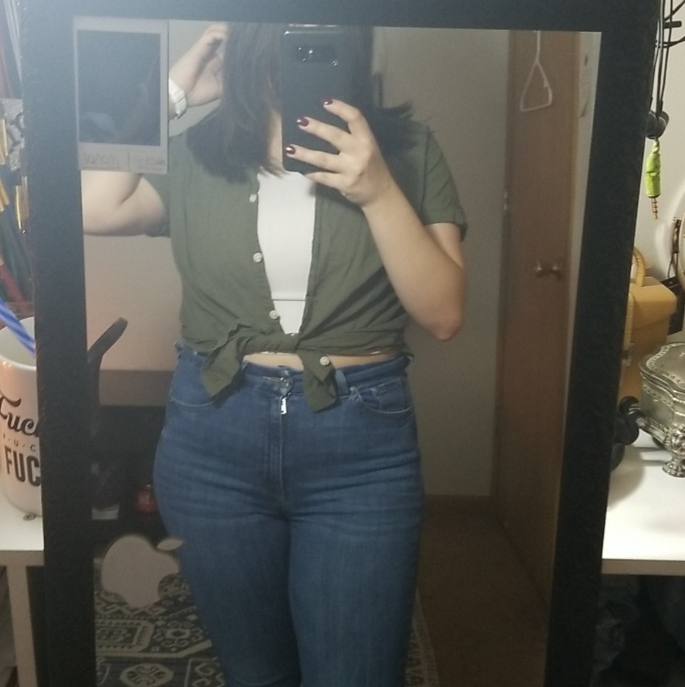 Green Button Up Tee